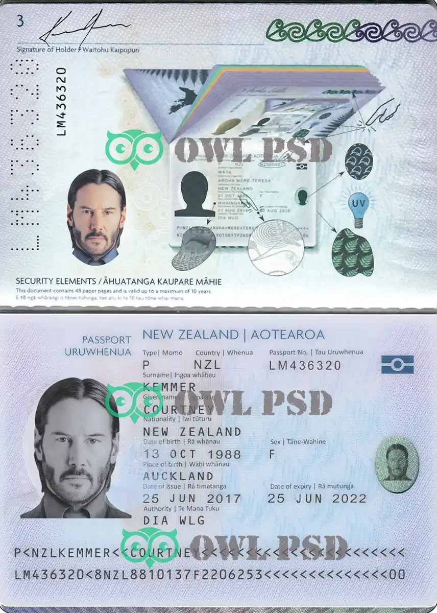 New Zealand Passport Template 2016 gallery image 1