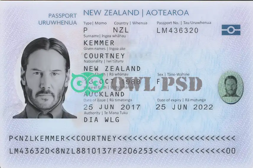 New Zealand Passport Template 2016